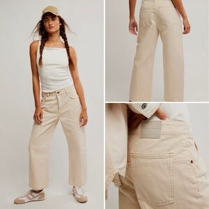 We The Free Beige Boyfriend Jeans